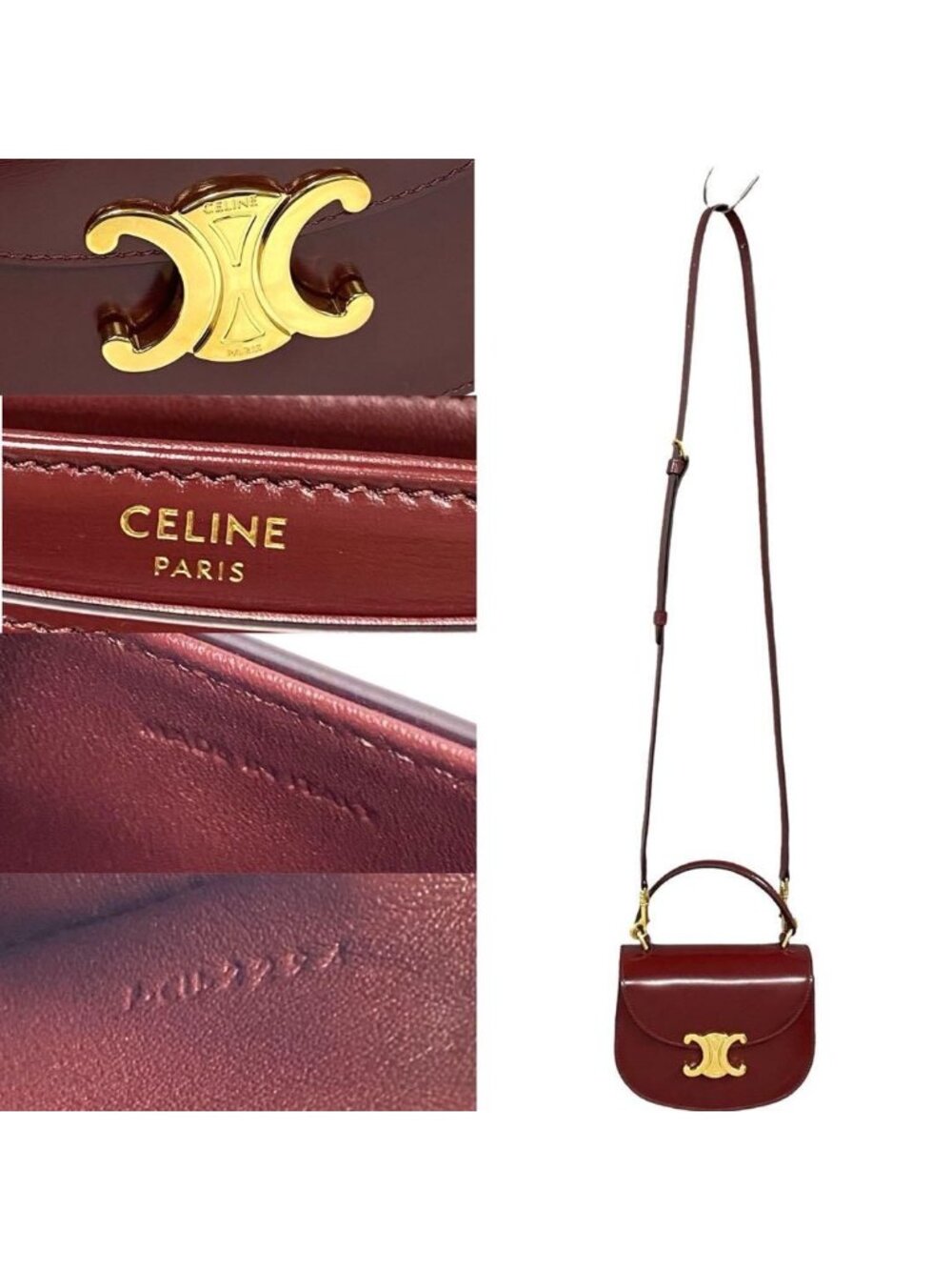 ★SOLD★ Celine Almost Box Mini Besace Triomphe Logo Calf Leather 2-Way Shoulder - Picture 2 of 8